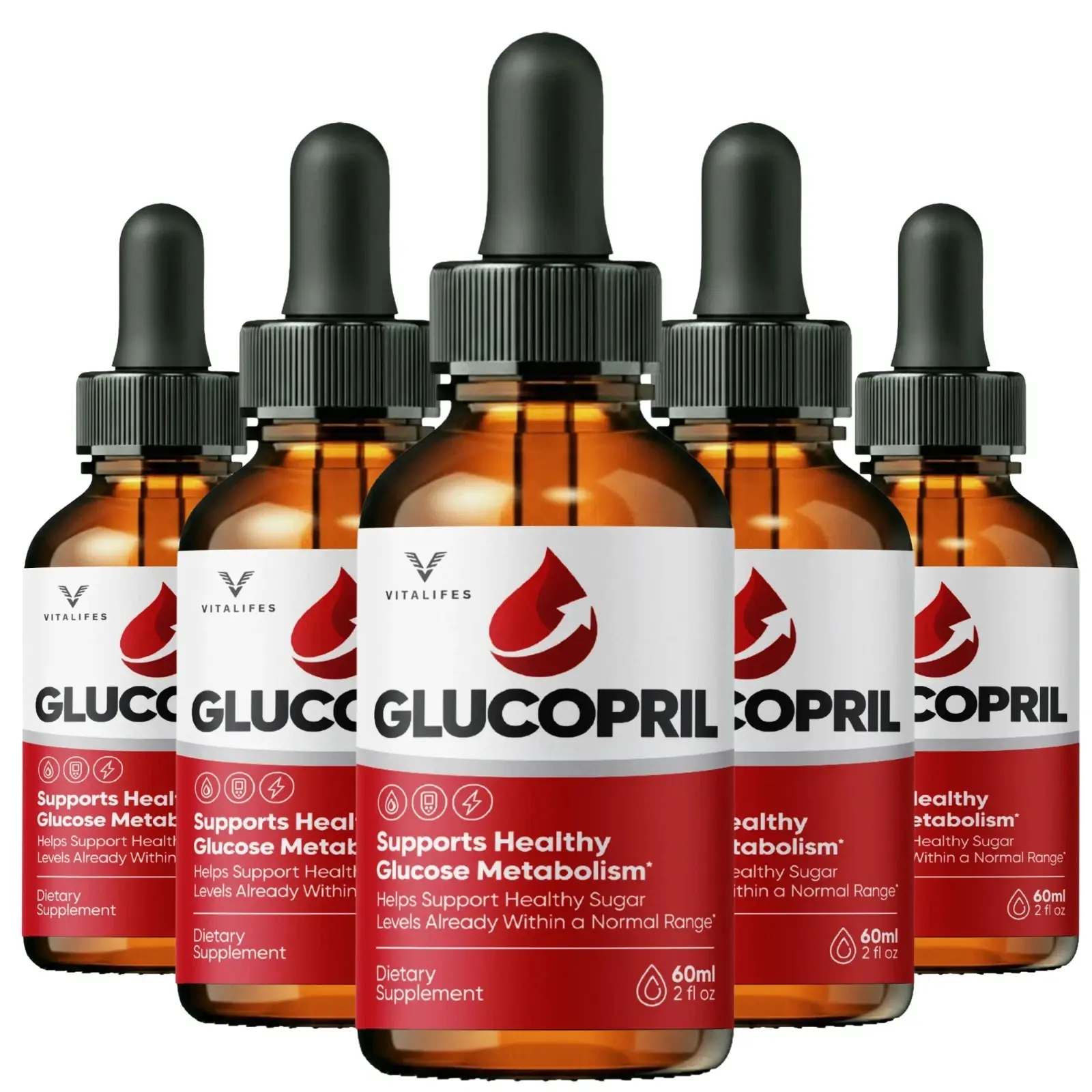The seller&rsquo;s five-bottle GlucoPril stack artwork